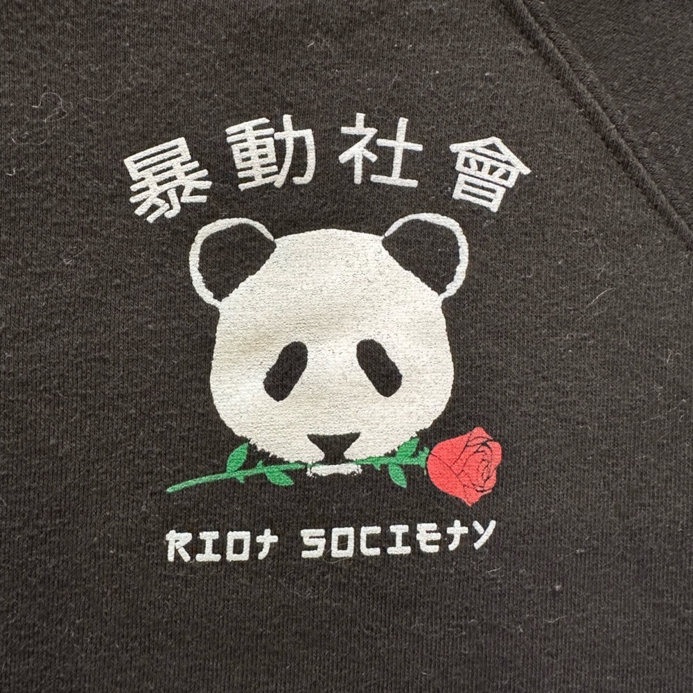 Riot Society Panda Bear/Rose Hoodie Sweatshirt, Size L - Picture 3 of 9